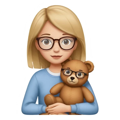 girl glasses and teddy  sticker