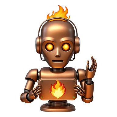 🤖+뒷배경에 🔥+🪫 sticker