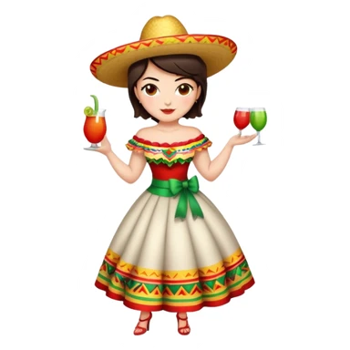 Pretty, sexy, slightly curvy white woman with short dark brown hair, dressed for Cinco de Mayo sticker