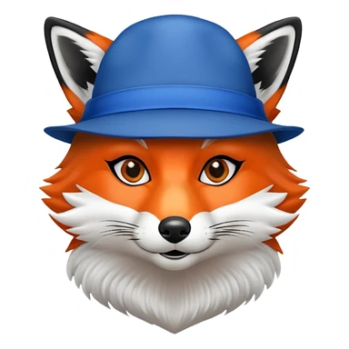 A red fox with the black mask and blue hat sticker