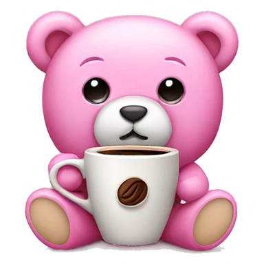 Pink teddy bear with coffee sticker