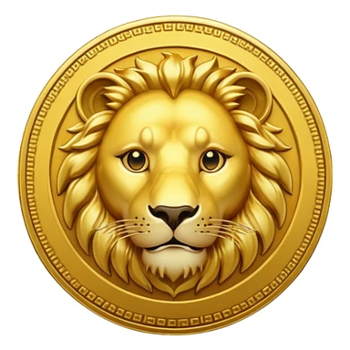 golden coin with lion face sticker