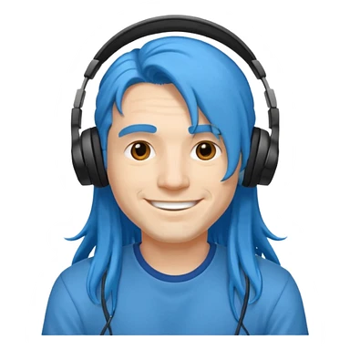 blue long haired man with headphone sticker
