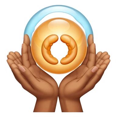 two hands gently holding an embryo symbol sticker