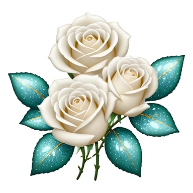 Glitter White Roses sticker