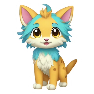 Kawaii colorful anthro fursona Fakemon sticker