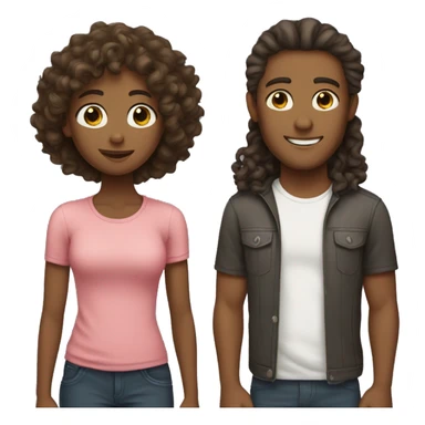 Guy with curly hair and straight hair brunette girl sticker