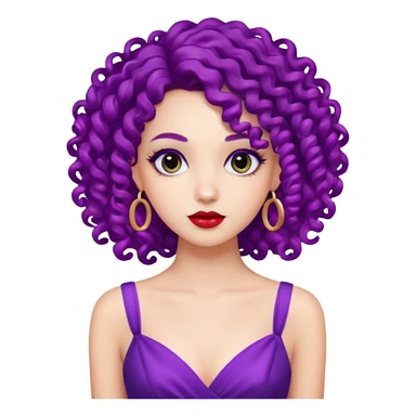 Fashion Model with Purple Curls, red dress sticker