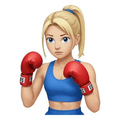 Rubia de ojos azules boxeo con pelo recogido y mostrando cuerpo sticker