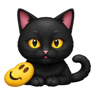 Black animal cat with nlack shoes and smellt emoji sticker