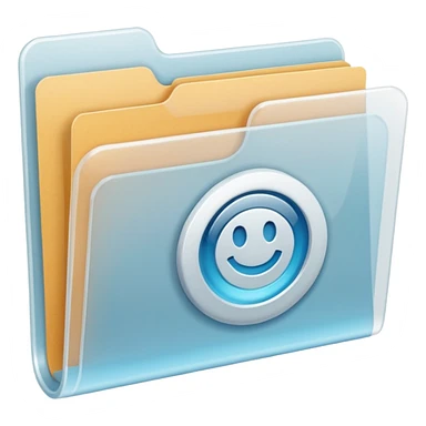 A **simple emoji-style icon** of a **transparent white plastic folder**, minimal and clean, with **rounded corners**, subtle translucency, soft shading, and a **small Concert arena symbol** on the front.
 sticker