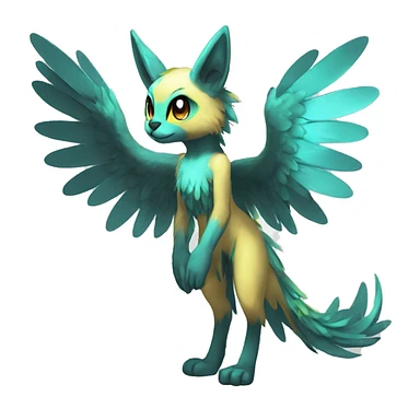 Anthro Sona Cool Edgy Cute Colorful Shy Winged Shiny Fakemon-Fantasy-Creature Full Body sticker
