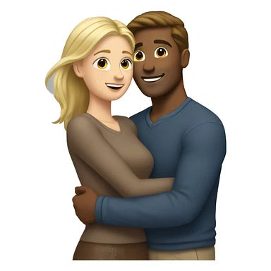 Brown-haired man and blonde woman hug sticker