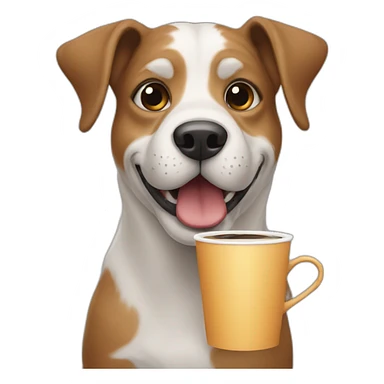 dog with coffe sticker