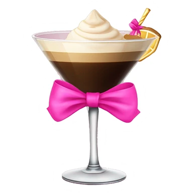 Espresso martini with a pink bow wrapped around the stand of the martini glass sticker