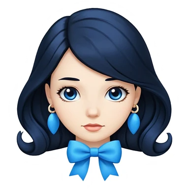 woman with a blue bow on her head and long black hair sticker