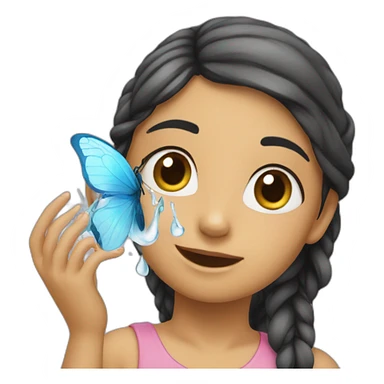the girl is playing with a water butterfly sticker