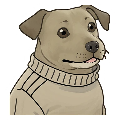 Dog wearing a sweater sticker