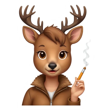 Cute female deer with cigarette sticker