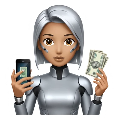 cyber punk holding money and phone sticker