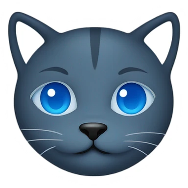 Blue simplistic sketch of a cute cat face sticker