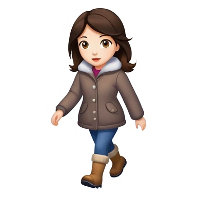 brunette walking in the snow sticker