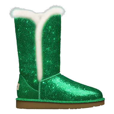 Realistic emerald green Sparkle glitter and fur Ugg boots. sticker