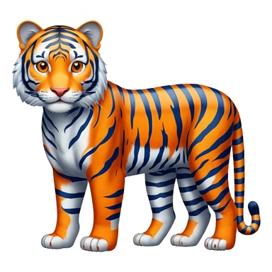 A full-length blue tiger with orange eyes sticker