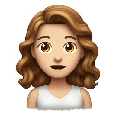 white girl with brown wavy hair shrugging sticker