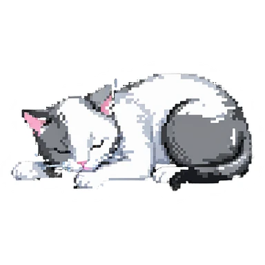 Cat sleeping in a small cat bed sticker