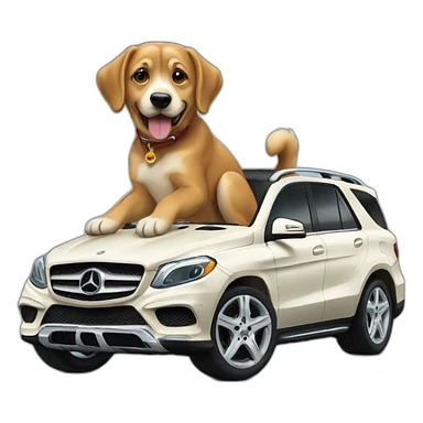 Chien sur une Mercedes  sticker