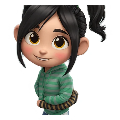 smiling girl with striped hoodie sticker