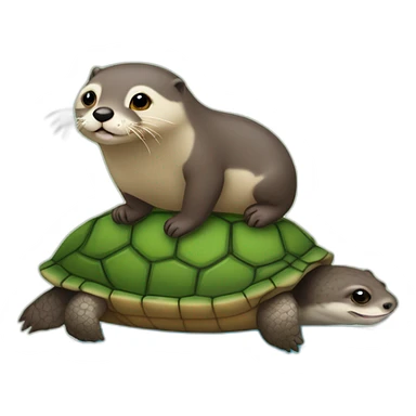 Loutre sur le dos d une tortue sticker