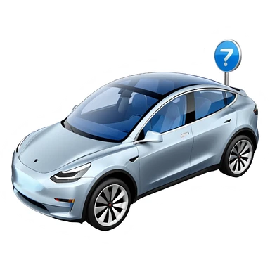 A Tesla Model Y parallel parking with a blue trajectory showing the planned path sticker