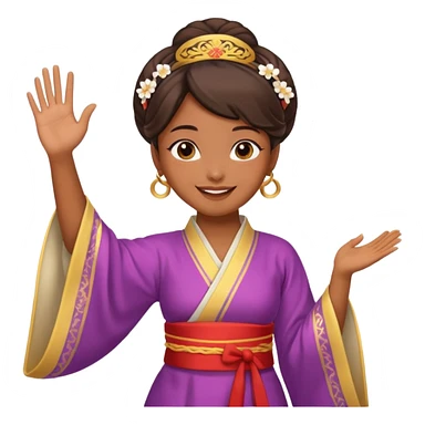 sexy brown skin girl in hanfu clothes waving to greet sticker