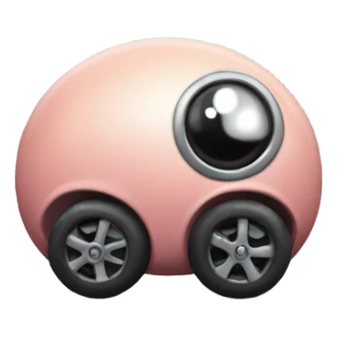 Metal cute black eyes Kirby ball driving on 4 car wheels sticker