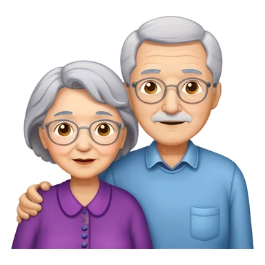 Grandma and grandpa with grey hair sticker