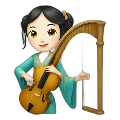 chinese harpist girl sticker