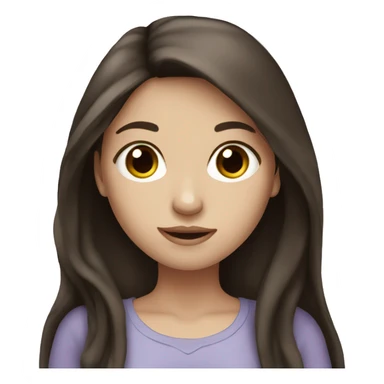 white Skin girl with dark brown long  hair  sticker