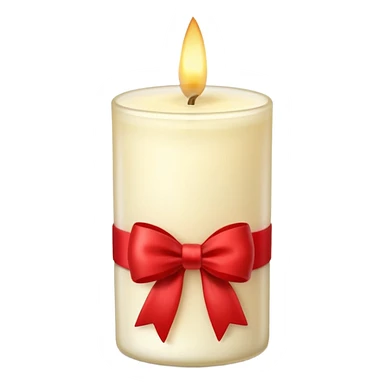Soft vanilla long glass candle, with little red bow sticker