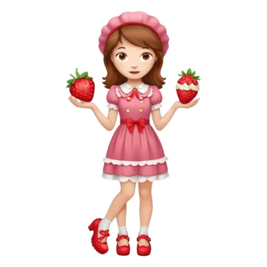 pretty and cute realistic modern day strawberry shortcake full body with red shoes emoji sticker