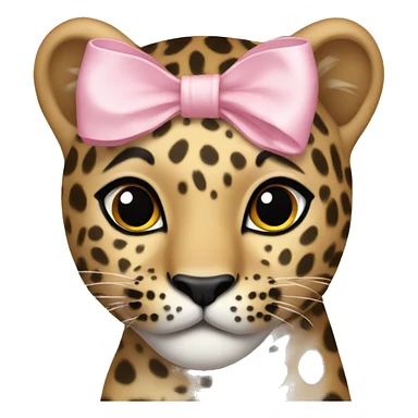 leopard with light pink bow on head sticker