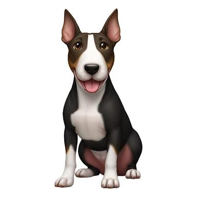 black and brown bull terrier with tongue sticker