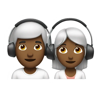 2 people with headphones  sticker