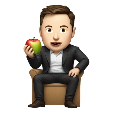 elon musk eating an apple sticker