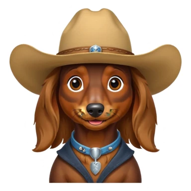 long hair daschund with a cowboy hat sticker