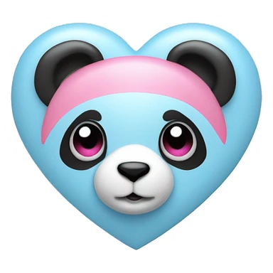 Baby blue heart with a pink panda by it sticker