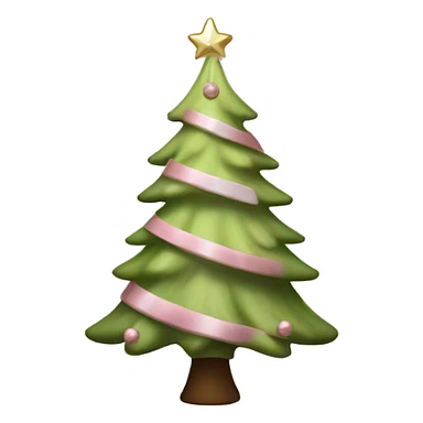 realistic light green christmas tree with a brown trunk with light pink and white ornaments and with a light pink star on top of the tree sticker