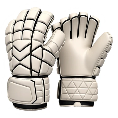 Cinematic Realistic image of goalie gloves showcasing detailed fabric textures and intricate grip patterns, rendered against a blurred goal backdrop with focused, high-contrast lighting that accentuates their essential design sticker