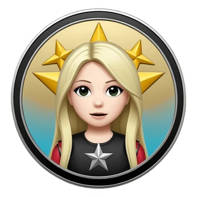 Avril Lavigne's black star silver coin sticker